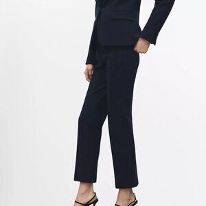 Mango Women's Mid-Rise Suit Pants - Dark Navy. Size 8